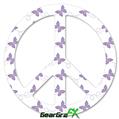 Pastel Butterflies Purple on White - Peace Sign Car Window Decal 6 x 6 inches