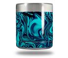 Skin Decal Wrap compatible with Yeti Rambler Lowball - Liquid Metal Chrome Neon Blue (YETI NOT INCLUDED)