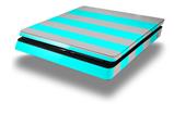 Vinyl Decal Skin Wrap compatible with Sony PlayStation 4 Slim Console Psycho Stripes Neon Teal and Gray (PS4 NOT INCLUDED)
