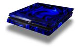 Vinyl Decal Skin Wrap compatible with Sony PlayStation 4 Slim Console Liquid Metal Chrome Royal Blue (PS4 NOT INCLUDED)