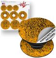 Decal Style Vinyl Skin Wrap 3 Pack for PopSockets Folder Doodles Orange (POPSOCKET NOT INCLUDED)