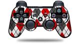 Sony PS3 Controller Decal Style Skin - Argyle Red and Gray (CONTROLLER NOT INCLUDED)