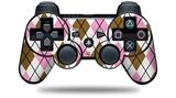 Sony PS3 Controller Decal Style Skin - Argyle Pink and Brown (CONTROLLER NOT INCLUDED)