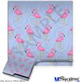 Decal Skin compatible with Sony PS3 Slim Flamingos on Blue