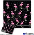 Decal Skin compatible with Sony PS3 Slim Flamingos on Black