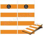 Cornhole Game Board Vinyl Skin Wrap Kit - Premium Laminated - Psycho Stripes Orange and White fits 24x48 game boards (GAMEBOARDS NOT INCLUDED)