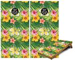 Cornhole Game Board Vinyl Skin Wrap Kit - Premium Laminated - Beach Flowers 02 Sage Green fits 24x48 game boards (GAMEBOARDS NOT INCLUDED)