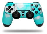 WraptorSkinz Skin compatible with Sony PS4 Dualshock Controller PlayStation 4 Original Slim and Pro Bokeh Squared Neon Teal (CONTROLLER NOT INCLUDED)