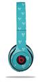 Skin Decal Wrap compatible with Beats Solo 2 WIRED Headphones Hearts Teal (HEADPHONES NOT INCLUDED)