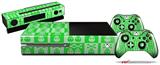 Skull And Crossbones Pattern Green - Holiday Bundle Decal Style Skin fits XBOX One Console Original, Kinect and 2 Controllers (XBOX SYSTEM NOT INCLUDED)