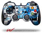 Checker Skull Splatter Blue - Decal Style Skin fits Logitech F310 Gamepad Controller (CONTROLLER SOLD SEPARATELY)