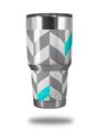 Skin Decal Wrap for Yeti Tumbler Rambler 30 oz Chevrons Gray And Aqua (TUMBLER NOT INCLUDED)