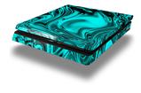 Vinyl Decal Skin Wrap compatible with Sony PlayStation 4 Slim Console Liquid Metal Chrome Neon Teal (PS4 NOT INCLUDED)