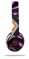 WraptorSkinz Skin Decal Wrap compatible with Beats Solo 2 and Solo 3 Wireless Headphones Black Waves Orange Hot Pink (HEADPHONES NOT INCLUDED)