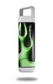 Skin Decal Wrap for Clean Bottle Square Titan Plastic 25oz Metal Flames Green (BOTTLE NOT INCLUDED)