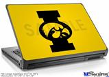 Laptop Skin (Large) - Iowa Hawkeyes Tigerhawk Oval 02 Black on Gold