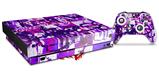 Skin Wrap for XBOX One X Console and Controller Purple Checker Graffiti