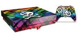 Skin Wrap for XBOX One X Console and Controller Rainbow Plaid Skull