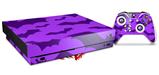 Skin Wrap for XBOX One X Console and Controller Deathrock Bats Purple