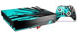Skin Wrap for XBOX One X Console and Controller Baja 0040 Neon Teal