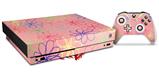 Skin Wrap for XBOX One X Console and Controller Kearas Flowers on Pink