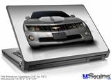 Laptop Skin (Medium) - 2010 Chevy Camaro Silver - White Stripes