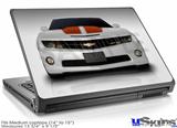 Laptop Skin (Medium) - 2010 Chevy Camaro White - Orange Stripes