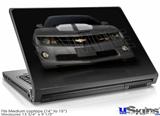 Laptop Skin (Medium) - 2010 Chevy Camaro Cyber Gray - White Stripes on Black