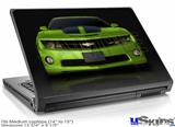 Laptop Skin (Medium) - 2010 Chevy Camaro Green - Black Stripes on Black