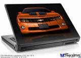 Laptop Skin (Medium) - 2010 Chevy Camaro Orange - Black Stripes on Black