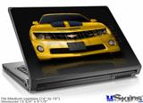 Laptop Skin (Medium) - 2010 Chevy Camaro Yellow - Black Stripes on Black