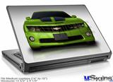 Laptop Skin (Medium) - 2010 Chevy Camaro Green - Black Stripes