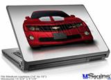Laptop Skin (Medium) - 2010 Chevy Camaro Jeweled Red - White Stripes