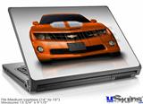 Laptop Skin (Medium) - 2010 Chevy Camaro Orange - White Stripes