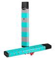 Skin Decal Wrap 2 Pack for Juul Vapes Psycho Stripes Neon Teal and Gray JUUL NOT INCLUDED
