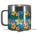 Skin Decal Wrap for Yeti Coffee Mug 14oz Beach Flowers 02 Blue Medium - 14 oz CUP NOT INCLUDED by WraptorSkinz