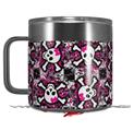 Skin Decal Wrap for Yeti Coffee Mug 14oz Splatter Girly Skull Pink - 14 oz CUP NOT INCLUDED by WraptorSkinz