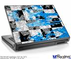 Laptop Skin (Small) - Checker Skull Splatter Blue