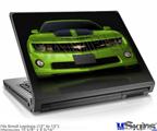 Laptop Skin (Small) - 2010 Chevy Camaro Green - Black Stripes on Black