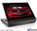 Laptop Skin (Small) - 2010 Chevy Camaro Jeweled Red - White Stripes on Black