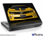 Laptop Skin (Small) - 2010 Chevy Camaro Yellow - Black Stripes on Black