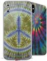 2 Decal style Skin Wraps set for Apple iPhone X and XS Tie Dye Peace Sign 102