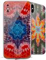 2 Decal style Skin Wraps set for Apple iPhone X and XS Tie Dye Star 100