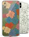 2 Decal style Skin Wraps set for Apple iPhone X and XS Flowers Pattern 01