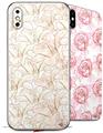 2 Decal style Skin Wraps set for Apple iPhone X and XS Flowers Pattern 17