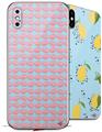 2 Decal style Skin Wraps set for Apple iPhone X and XS Donuts Blue