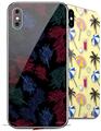 2 Decal style Skin Wraps set for Apple iPhone X and XS Floating Coral Black