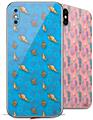 2 Decal style Skin Wraps set for Apple iPhone X and XS Sea Shells 02 Blue Medium