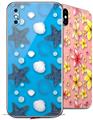 2 Decal style Skin Wraps set for Apple iPhone X and XS Starfish and Sea Shells Blue Medium