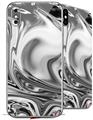 2 Decal style Skin Wraps set compatible with Apple iPhone X and XS Liquid Metal Chrome